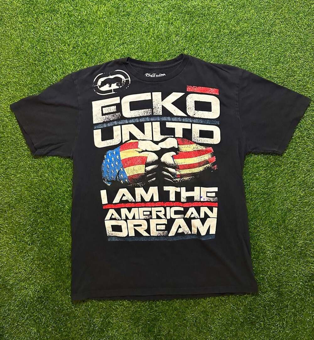 Y2K 2000s Ecko Unltd MMA  I Am The American Dream T-Shirt Black Graphic Tee